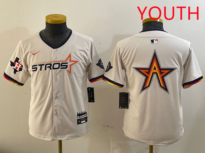 Youth Houston Astros Blank Cream three generations Joint Name 2025 Nike MLB Jersey style 4144->philadelphia phillies->MLB Jersey